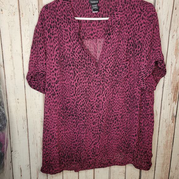 Torrid 3XL Animal Print Top - Burgundy Wine Color - Picture 1 of 6